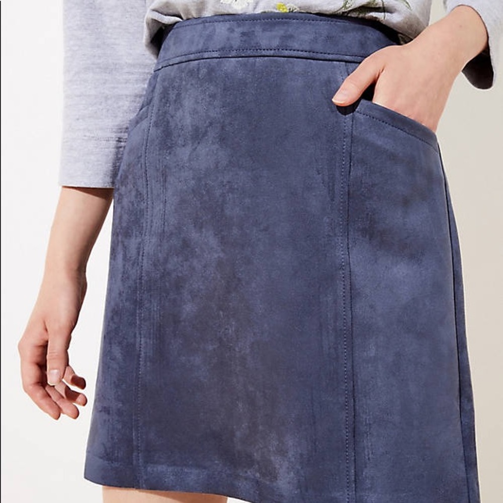 LOFT Blue Suede A-Line Mini Skirt